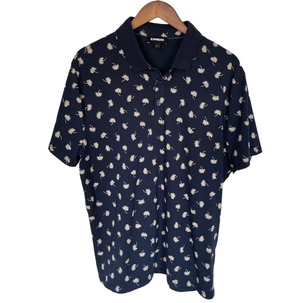 EXPRESS MENS NAVY DANDELION PIQUE POLO SZ XL